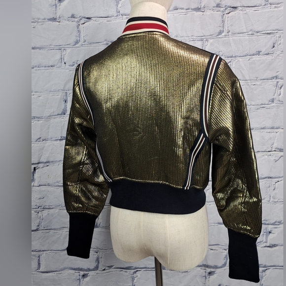 BCBG MAXAZRIA Andreas Metallic Bomber Jacket Cropped XXS - Picture 9 of 16